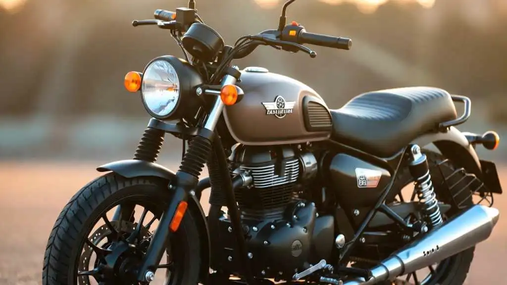 Royal Enfield Hunter 350 bike on a city street Close-up of the Hunter 350's engine Royal Enfield Hunter 350 instrument cluster A person riding the Royal Enfield Hunter 350