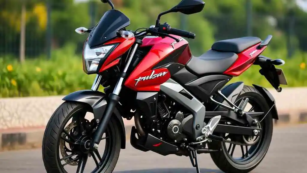 NS125 three ride modes display - Sport, City, Eco,NS125 sporty side profile with stylish graphics,Pulsar NS125 का डिजिटल इंस्ट्रूमेंट क्लस्टर और ब्लूटूथ कनेक्टिविटी ,Bajaj Pulsar NS125 का फ्रंट व्यू - नए कलरवे में |