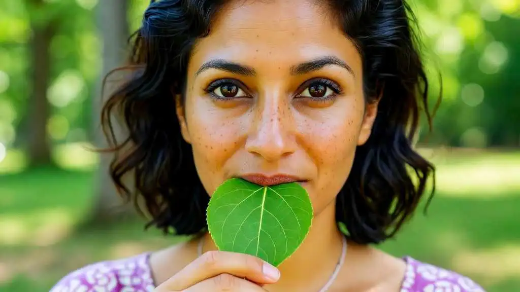 भोजन के बाद सौंफ चबाते हुए व्यक्ति, पेट की गैस और एसिडिटी के लिए प्राकृतिक उपचार,Person chewing fennel seeds after meal, natural remedy for stomach gas and acidity