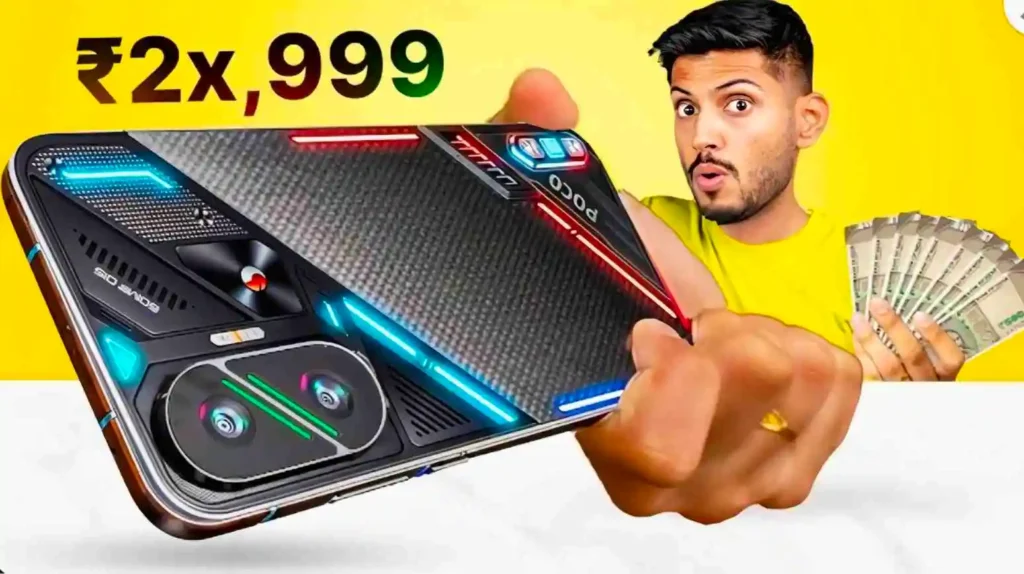 Poco F7 स्मार्टफोन सिल्वर कलर में (Poco F7 in Silver color)