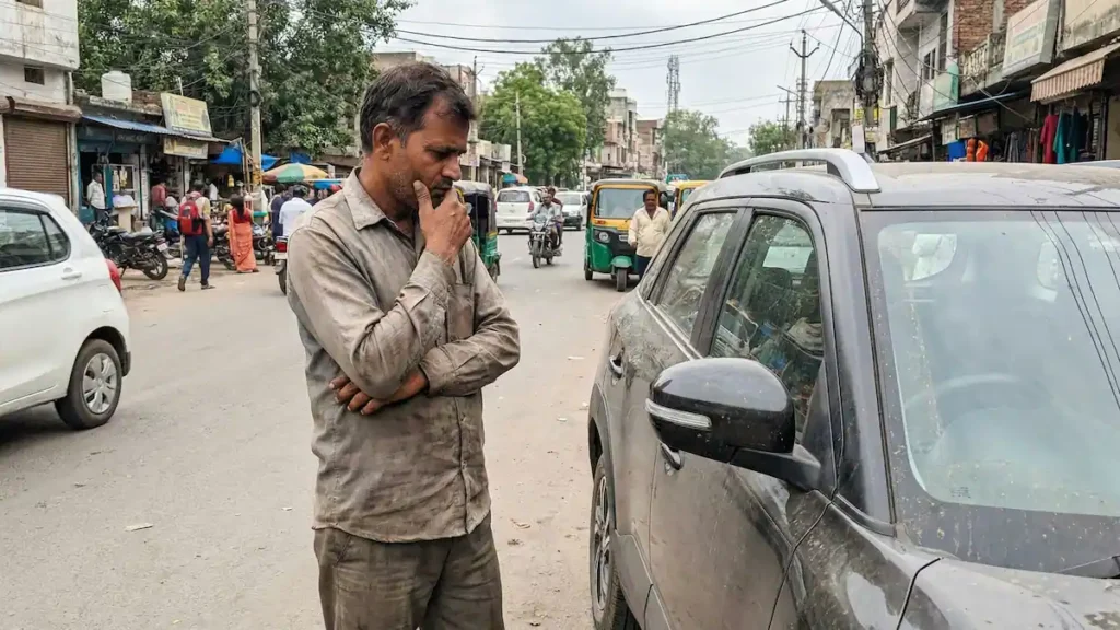 “नई Maruti Brezza 2026 को देखते हुए सोच में पड़ा एक मिडिल क्लास फैमिली मैन”