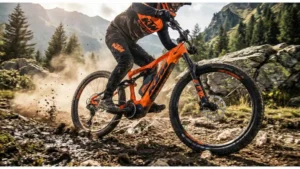 KTM Electric Cycle ऑरेंज कलर में ऑफ-रोड परफॉर्मेंस और पावरफुल मोटर के साथ
